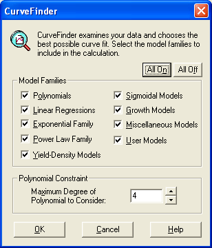 CurveFinder Dialog